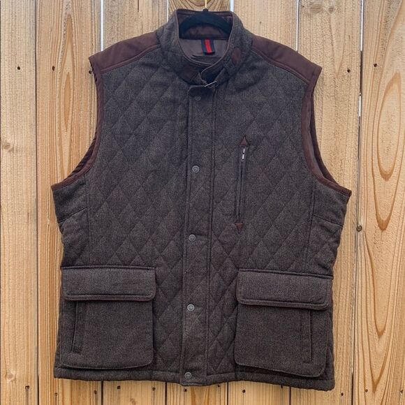 Take 50% OFF- Daniel Cremieux Brown Quilted Vest with High Collar, Size-XXL - Picture 1 of 10